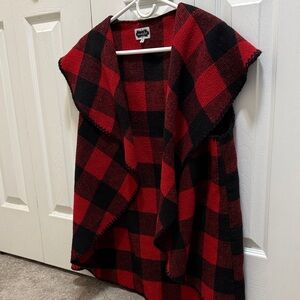 Mud Pie Red and Black Plaid Vest